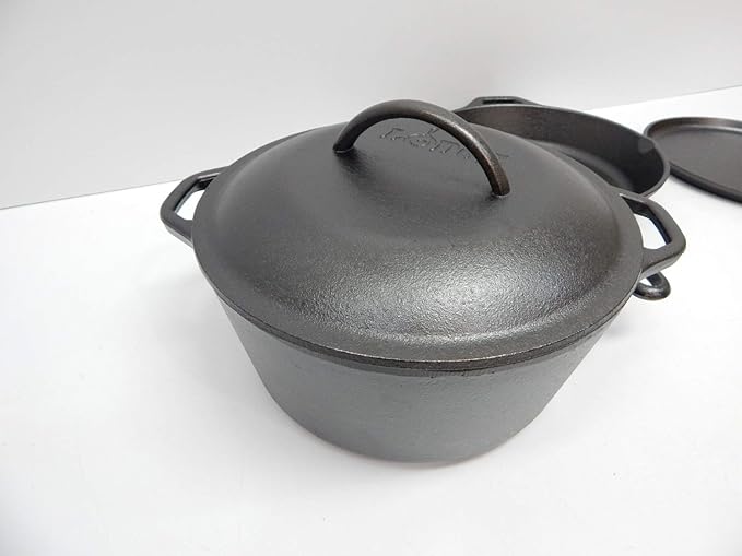 Lodge Cast Iron Set - Pre-Seasoned Kitchen Set - Skillet, Griddle & Dutch Oven Included - PFAS-Free Non-Toxic Cookware - 4-Piece Set