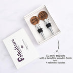 Folkulture Christmas Wine Stopper, (Set of 2), Wooden Handmade Wine Bottle Stopper with Quotes, Wine Cork, Wine Outlet Cap, Beverage Bottle Stoppers, Wine Accessories forXmas Gifts (2 pack)