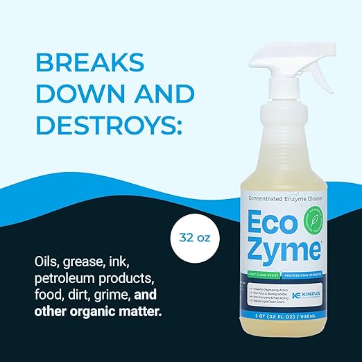 KINZUA ENVIRONMENTAL Eco-Zyme, Enzyme Cleaner Concentrate with Professional Strength, Multipurpose Cleaner Concentrate & Kitchen Degreaser Spray for Floor, Carpet, Concrete, Walls & More, 32 fl oz