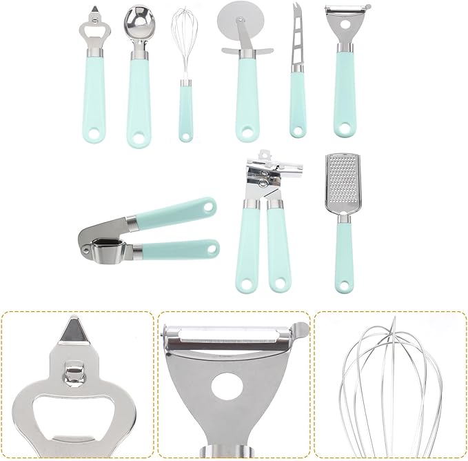 Green Plastic Handle Baking Utensils Set with Heat-resistant Kitchen Tools for Non-stick Cookware Easy-clean Cooking Gadgets for Home Baking and Cooking Essentials