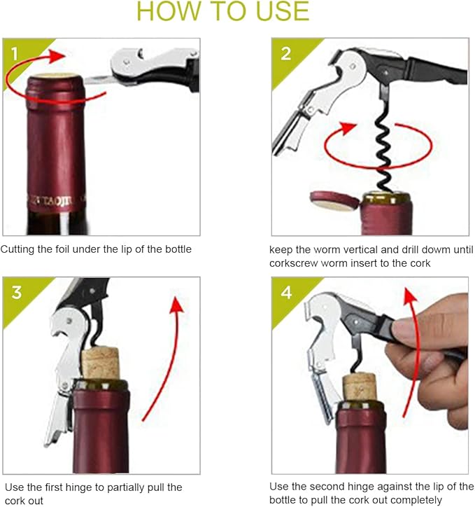 Waiter Corkscrew Professional Wine Opener with Foil Cutter,Manual Wine Bottle Opener for Servers, Bartenders and Waiter (1, Pink)