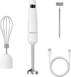 Cordless Immersion Hand Blender (Stick Blender) – Smooth, Controlled Blending for Everyday Cooking, 12V Brushless Motor, Pressure-Sensitive Variable Speed, USB-C Rechargeable, Easy-Clean (White)