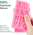 6 PCS Silicone Letter Molds, Non-Stick Number Alphabet Heart Rose Flower Fondant Molds for Chocolate, Candy, Cake Decoration, Cupcake Topper