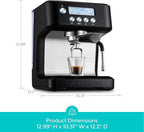 CASABREWS Ultra Espresso Machine with LCD Display, 20 Bar Espresso Maker with Powerful Milk Frother, Customizable Brewing Temperature, Barista-Level Latte and Cappuccino Machine for Home, Black