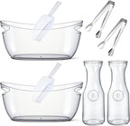 2 Sets Ice Buckets for Parties, 5.5l Clear Acrylic Ice Bucket with 2 Glass Carafe and Scoops for Champagne Beer Sparkling Wine Cocktails, Parties, Mimosa Bar Supplies