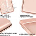 11" x 9" Baking Pans, Cookie Sheets Set of 2, Nonstick Toaster Oven Pan Set for Baking, Heavy Duty Carbon Steel Non-toxic Oven Replacement Cookie Tray for Kitchen Bakery, Gold
