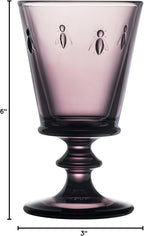 La Rochere Napoleon Bee Aubergine Stemmed Wine Glasses Set of 6 – Vintage French Glassware with Stable Base – Elegant, Durable Glasses for Confident Hosting and European-Style Tables (8 oz)