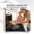 4-Pack Oven Liners (16" x 13") – Heavy Duty 0.4mm PFOA-Free PTFE Non-Stick Sheets for Gas & Electric Ovens, Baking & Grilling – Includes 1 Bonus Nano Rust Eraser Sponge