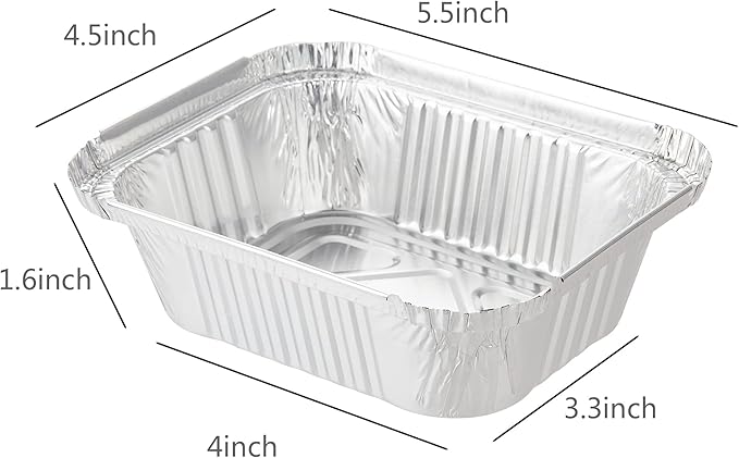 Waytiffer 5.5" x 4.5"(100Pack) Disposable Takeout Pans with Clear Lids | 1lb Capacity Aluminum Foil Food Drip Containers/Meal Prep Freezer Drip Pans BBQ Potluck Holidays