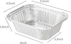 Waytiffer Aluminum Foil Pan with Platsic lids (50 Pack) 5.5" x 4.5" 1LB Capacity Foil Food Containers with Strong Seal for Freshness & Spill Resistance/Meal Prep Freezer Drip Pans BBQ,Takeout