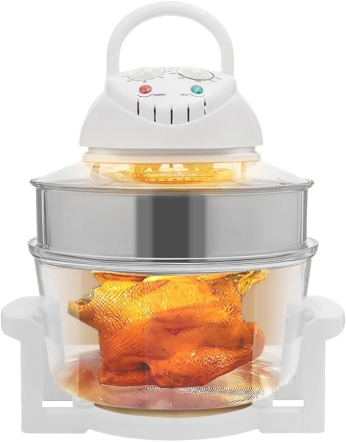17L Glass Turbo Air Fryer, 1200W-1400W Electric Oven, Automatic Power Off/Knob Control, 360° Viewable Airy Fryer 110V for Home Kitchens Restaurants Family Gatherings