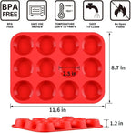 CAKETIME Silicone Muffin Pan, 12-Cup Cupcake Pan for Baking 3 Pack Nonstick Food Grade Silicone Muffin Tray