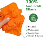 6 Pack Flower Shape Chocolate Candy Molds Silicone, Food-Grade Non-Stick Jelly & Baking Molds, Crayon Molds, BPA-Free, Including Heart, Rose, Tulip, Daisy, Sunflower, and Other Flowers (Multicolor)