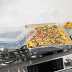 Nordic Ware Extra Large High-Sided Baking Pan, 21.1 x 15 x 2 inches, XL Big baking pan Natural Uncoated Aluminum, Reinforced Steel Rim Prevents Warping, Big Batch with Lid