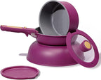 CAROTE Ceramic Pots and Pans Set, Nonstick Cookware Set Detachable Handle, 6pcs Induction Kitchen Cookware Sets Non Stick with Removable Handle, RV Cookware Set, Oven Safe, Purple