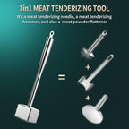 316 Stainless Steel 3in1 Meat Tenderizer Tool, BOMANSI BOMS Heavy Duty 1.52lb Meat Mallet Hammer Pounder Ideal for Tenderizing Steak, Poultry & Chicken Cutlet, Dishwasher Safe