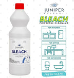 Juniper, 33 Fl Oz Liquid Bleach for Bright Whites, Fresh Scent Surface Cleaner for Bathroom, Kitchen, All Purpose Cleaner with Bleach (Pack of 12), Total 396 Ounce