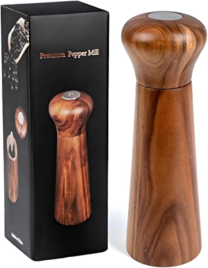 Wooden Salt and Pepper Grinder Set, Pepper Grinder Pepper Mill with Adjustable Coarseness,Acacia Wood Pepper Grinder Manual, Salt and Pepper shakers Tableware Gifts