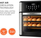 Air Fryer Oven 1800W, 12.7QT Capacity, Touchscreen Panel, Automatic Shut-Off, Toaster + Airfryer – Black & Stainless Steel – Mondial