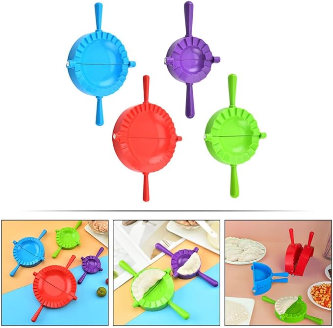 DOITOOL 4pcs Dumpling Maker Set Plastic Pp Dumpling Press Cutters with Large, Medium, Small, Mini Molds for Manual Dough Sealing and Kitchen Cooking Tools Random Color