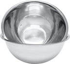 8 Quart, Set of 2, Mixing Bowls, Stainless Steel, Professional Chef, Commercial Kitchen, 13.25 Inches Diameter, Flat Base