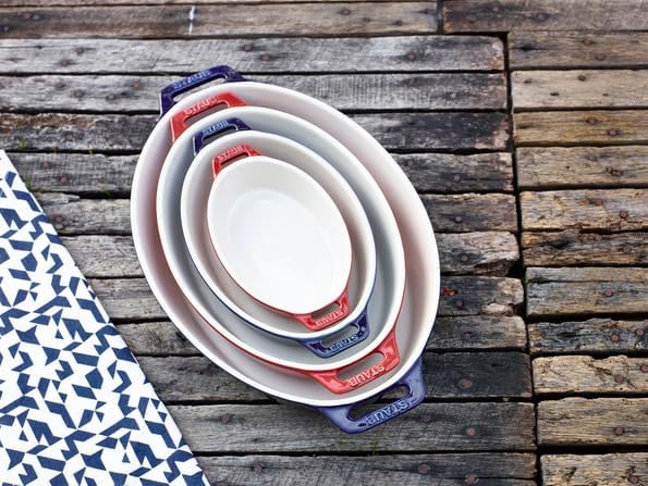 staub Dish 40508-606 Oval Dish, Cherry 9.1 inches (23 cm), Ceramic Au Gratin Dish, Oven Safe and Microwave Safe