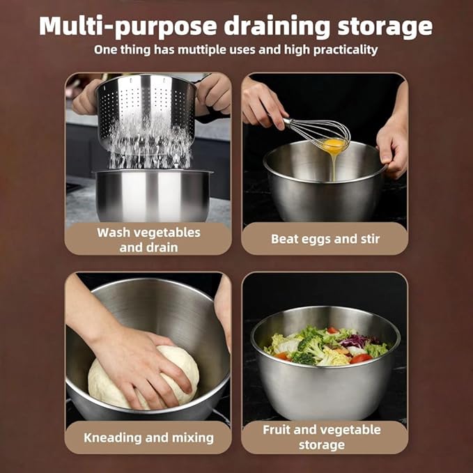 6L Stainless Steel Salad Spinner with Bonus Tong – Large Vegetable Spinner, Fruit Washer & Lettuce Dryer, Dishwasher‑Safe Stainless Salad Spinner with Strainer Bowl for Greens, Pasta & Small Fruits