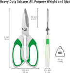 8-Inch Utility Scissors All Purpose Heavy Duty, Serrated Blade, Green Comfort Grip for Cutting Carpet, Cardboard, Leather, Fabric, Multipurpose Sharp Shears for Kitchen, Garden, Office, Carft
