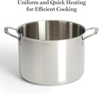 Martha Stewart Castelle 10 Piece 18/8 Durable Stainless Steel Induction Safe Non-Toxic Triply Bottom Kitchen Pots and Pans Cookware Set - Dishwasher Safe