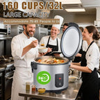 32.1QT Commercial Rice Warmer(Not Rice Cooker) Portable Big Food Rice Warmer / 122℉- 178℉ Adjustable Temperature/ 160W/ Non-stick Inner Pot For Restaurant Party Family
