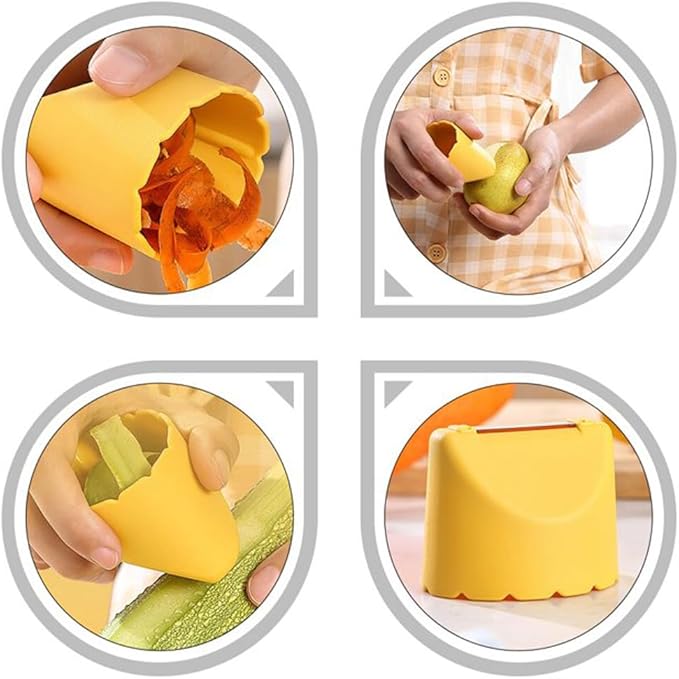 3Pcs Anti-splash Paring,Household Grater Planer Multi-Function Self-Stand Easy-Pouring Vegetable Slicer Storage Anti Splash Peeler Kitchen Peeling Tool (Yellow)