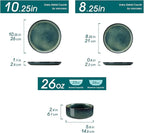vancasso Starry 18 Pieces Dinnerware Sets for 6, Green Reactive Glaze Dishes Sets, Ceramic Plates and Bowls Set, Dinner Salad Dessert Plates, and Cereal Bowls Set, Dishwasher and Microwave Safe
