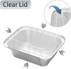 iHomeSet 25 Pack 1 lb Rectangular Disposable Aluminum Foil Pan 16 oz Take Out Food Containers with Clear Plastic Dome Lids, for Catering, Baking, Roasting Food