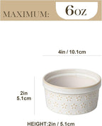 MALACASA Ramekins 6 Oz Oven Safe, Ceramic Creme Brulee Souffle Dishes, Pudding Custard Cups Ramekin For Baking, Small Dipping Sauce Bowls, Set of 4, Microwave and Dishwasher Safe, Arctic White