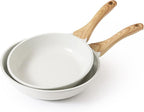 SENSARTE Nonstick Frying Pan Skillets, White Ceramic Coating Omelette Pans, Healthy Cookware Chef's Pan, PTFE & PFAS Free (9.5+11 Inch)