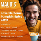 Maud's Pumpkin Spice Latte Instant Coffee, 16 ct, 100% Arabica Coffee, Instant Hot or Iced Latte - Just add water
