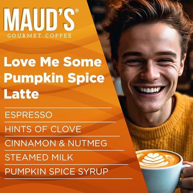 Maud's Pumpkin Spice Latte Instant Coffee, 16 ct, 100% Arabica Coffee, Instant Hot or Iced Latte - Just add water