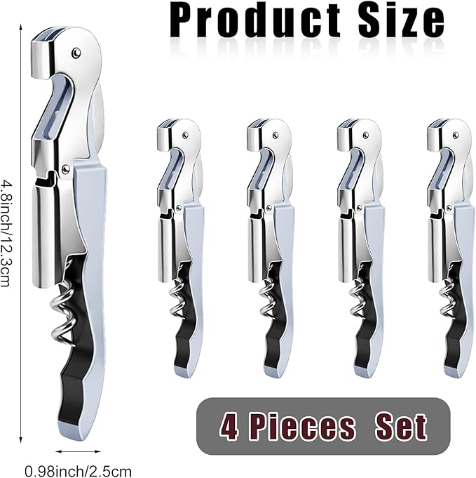 4 Pieces Professional Waiter Corkscrew Wine Openers, Pink Wine Keys Opener Stainless Steel Hinges Serrated Foil Cutter for Restaurant Waiters, Sommelier, Bartenders (White)