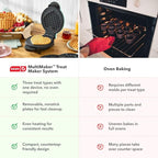 Dash MultiMaker® Treat Maker System - Make Mini Donuts, Cupcakes & Heart-Shaped Waffles - Interchangeable Plate Design - dishwasher safe Parts for Easy Cleanup - Aqua