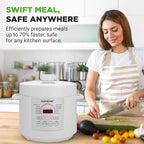 NutriChef Electric Pressure Cooker 6 Quart Capacity | 9 Function Digital Countertop Pressure Cooker | Adjustable Time & Temperature | Cook, Bake, Steam, & Braise | 13.1 x 11.4 IN | White