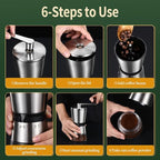 Manual Coffee Grinder - 8 Adjustable Coarseness Settings, Hand Crank Coffee Mill, Large Capacity, Portable Hand Coffee Grinder for Moka pot, French Press, Drip, Espresso, Gift