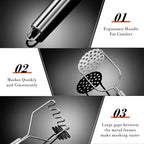Potato Masher, Sopito 2 Pack Stainless Steel Integrated Kitchen Tool Food Masher for Potatoes, Vegetables, Berries, Fruits, Baby Food, Avocado