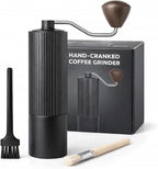 Manual Coffee Grinder with 420 Stainless Steel Burr, Adjustable Settings for Espresso & Turkish Coffee, Portable Hand Crank Coffee Grinder, 45g Capacity, Aluminum Body with Walnut Handle for Multi Use