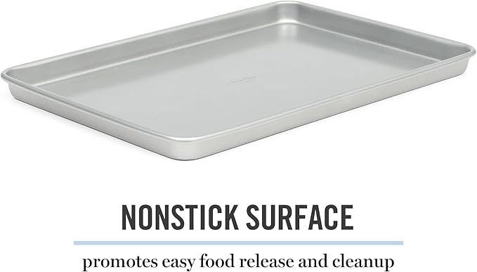 Martha Stewart Gallen 15 x 10 Inch Nonstick Carbon Steel Cookie Sheet – Silver, Durable Bakeware for Even Baking and Easy Cleanup