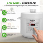 NutriChef 6 Quart Electric Pressure Cooker | 12 Function Digital Countertop Pressure Cooker | Adjustable Time & Temperature | Re-heat and Keep Warm Function | 13.1 x 11.4 IN | White