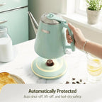Hazel Quinn Electric Kettle - 1L/34oz Small Tea Kettle, 800W Fast Boil, All 304 Stainless Steel Interior, Double Wall for Cool Touch and Thermal, Auto Shut-Off, BPA-Free, Cordless - Mint Green