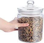 Restaurantware Vetri 0.5 Gallon Glass Storage Jar 1 Dishwashable Glass Cookie Jar - Airtight Seal Wide Opening Clear Glass Candy Jar Knob Handle Lid For Kitchen Laundry Or Storage