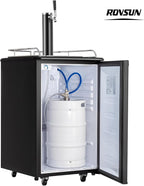ROVSUN BF-152 Full Size 5.4 Cu.Ft, Beer Kegerator with CO2 Tank Included, Draft Beer Dispenser for Home Bar, 152L Beverage Refrigerator Direct Cool, Metal Cabinet, Single Tap, Black