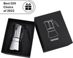 Geesta Premium Crystal Glass-Top Stovetop Espresso Moka Pot - 4/6/ 9 Cups Stainless Steel Coffee Maker- 360ml/12.7oz/9 cup (espresso cup=40ml)