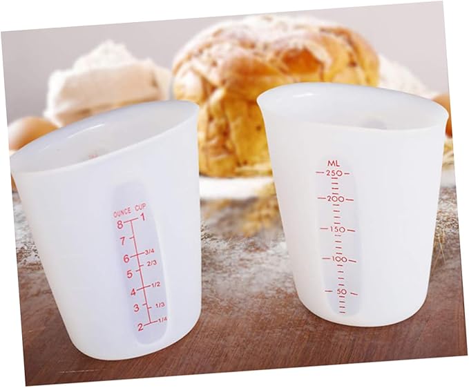 Unomor Diy Tool 250ml Silicone Milk Cup Measuring Cup Double Scale for Baking Mixing Food-grade Silicone Random
